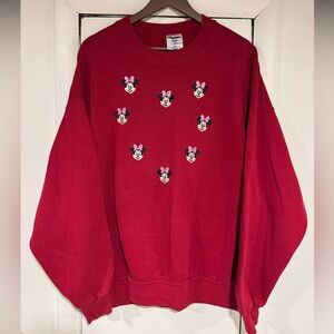VTG handmade Crewneck with Disney Minnie Mouse Patches 2XL